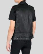 Premium Black Leather Biker Vest - Image 3