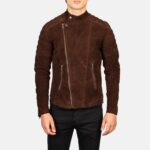 Men’s Brown Suede Leather Biker Jacket